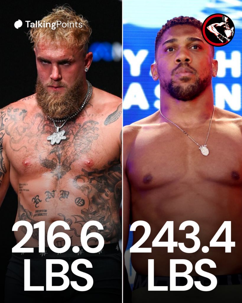 Jake Paul and Anthony Joshua weigh in before their fight