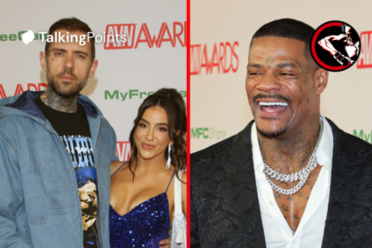 Adam 22 and his wife Lena the Plug (left) and Jason Love (right) in black suits attended the awards ceremony.