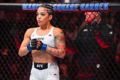 Tracy Cortez enters the cage before fighting Erin Blanchfield at UFC 322
