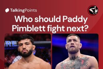 Split images of Tsarukyan, McGregor and Hooker