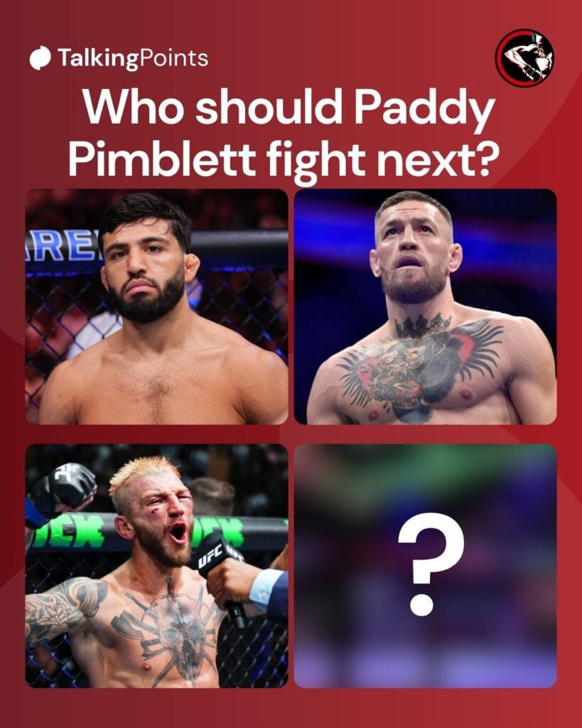 Split images of Tsarukyan, McGregor and Hooker