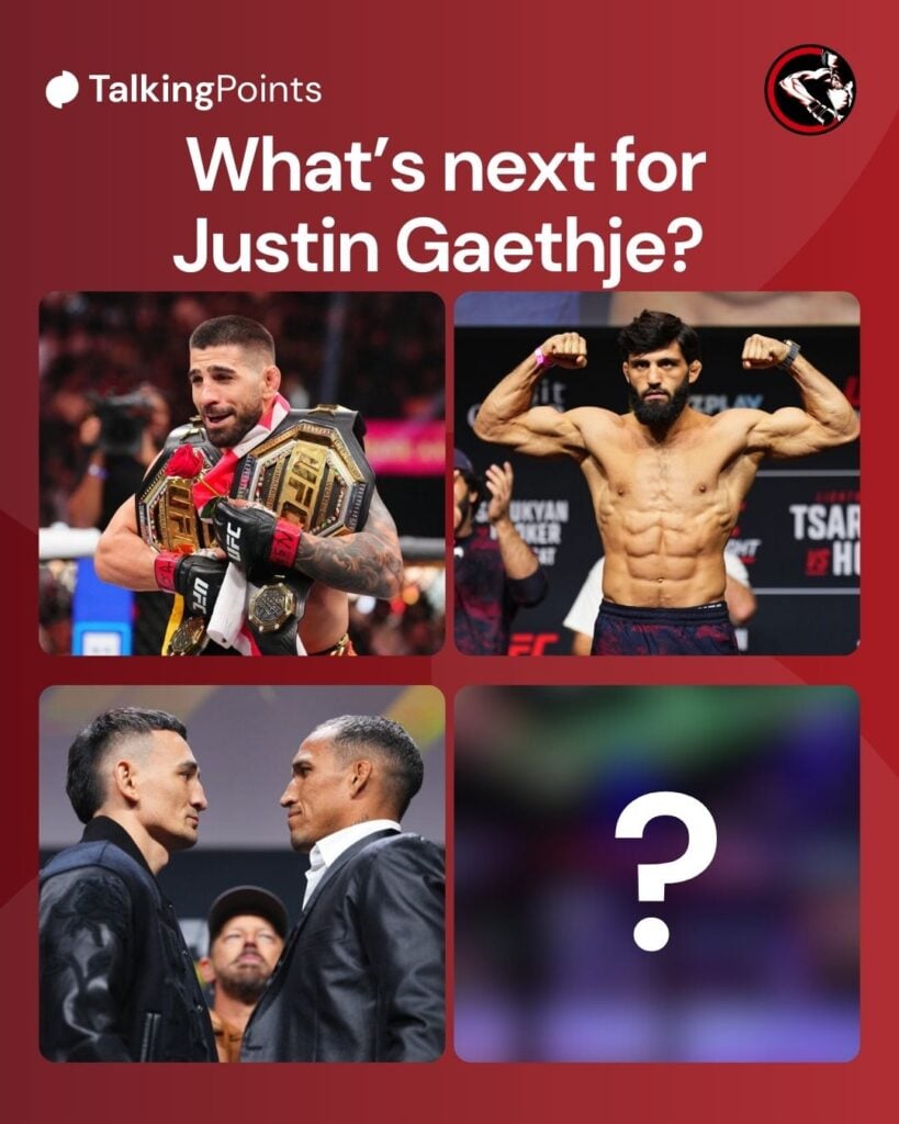 A split image of Justin Gaethje's next potential opponent.