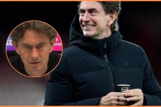 Thomas Frank with an Arsenal cup