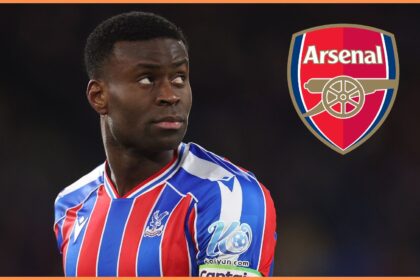 Marc Guehi and the Arsenal FC badge