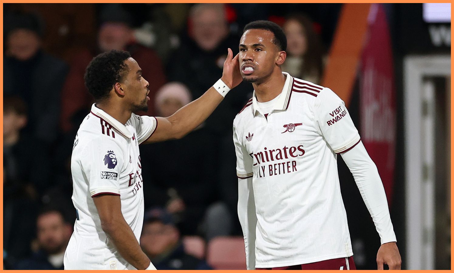 Gabriel Magalhaes reacts after an error for Arsenal leading to a Bournemouth goal (Photo by Richard Heathcote/Getty Images)