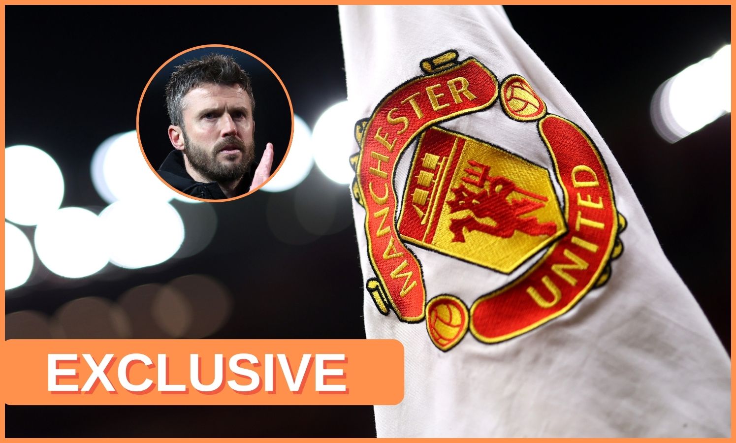 Manchester United logo on corner flag, and Michael Carrick