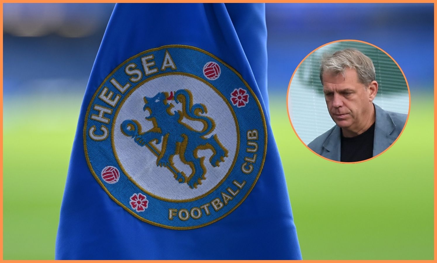 Chelsea FC flag and Todd Boehly