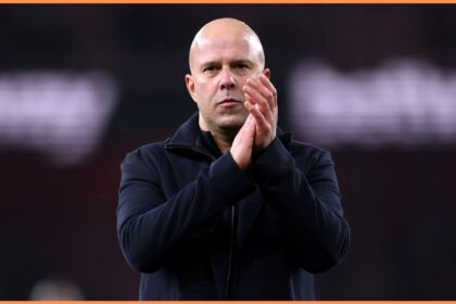 Liverpool manager Arne Slot applauds the fans after the Arsenal game