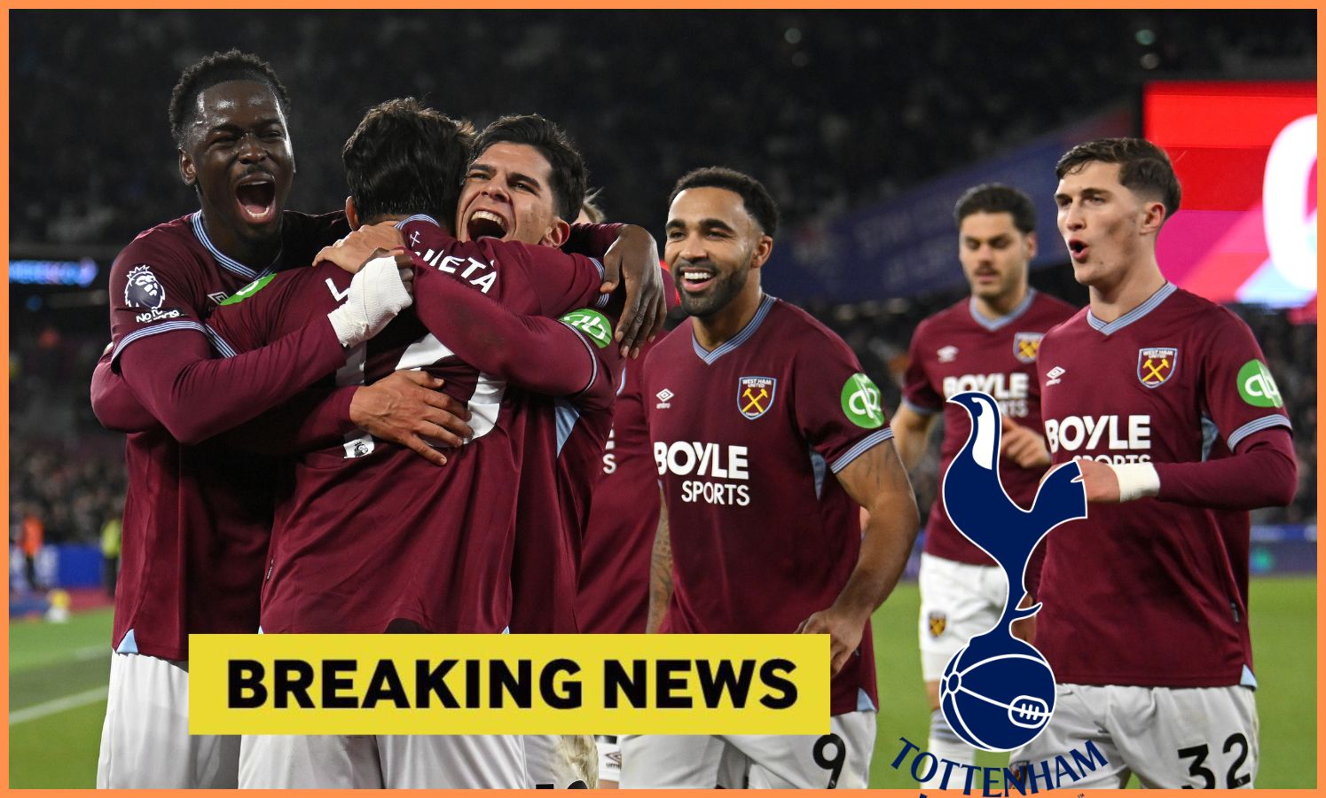 Lucas Paqueta celebrates with his West Ham teammates