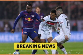 Yan Diomande in action for RB Leipzig