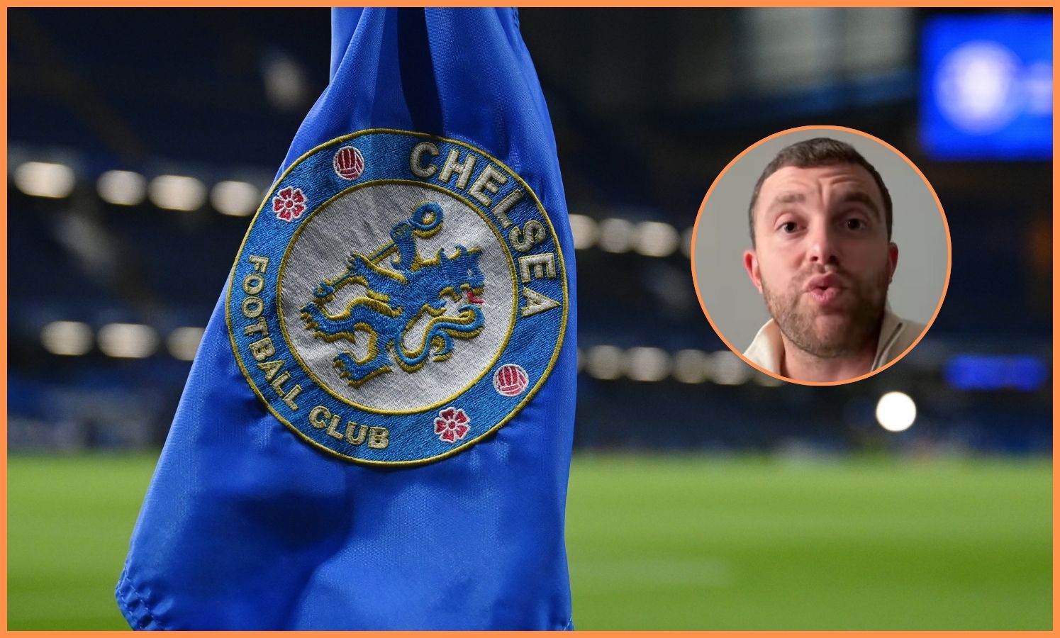 Chelsea FC logo and Fabrizio Romano