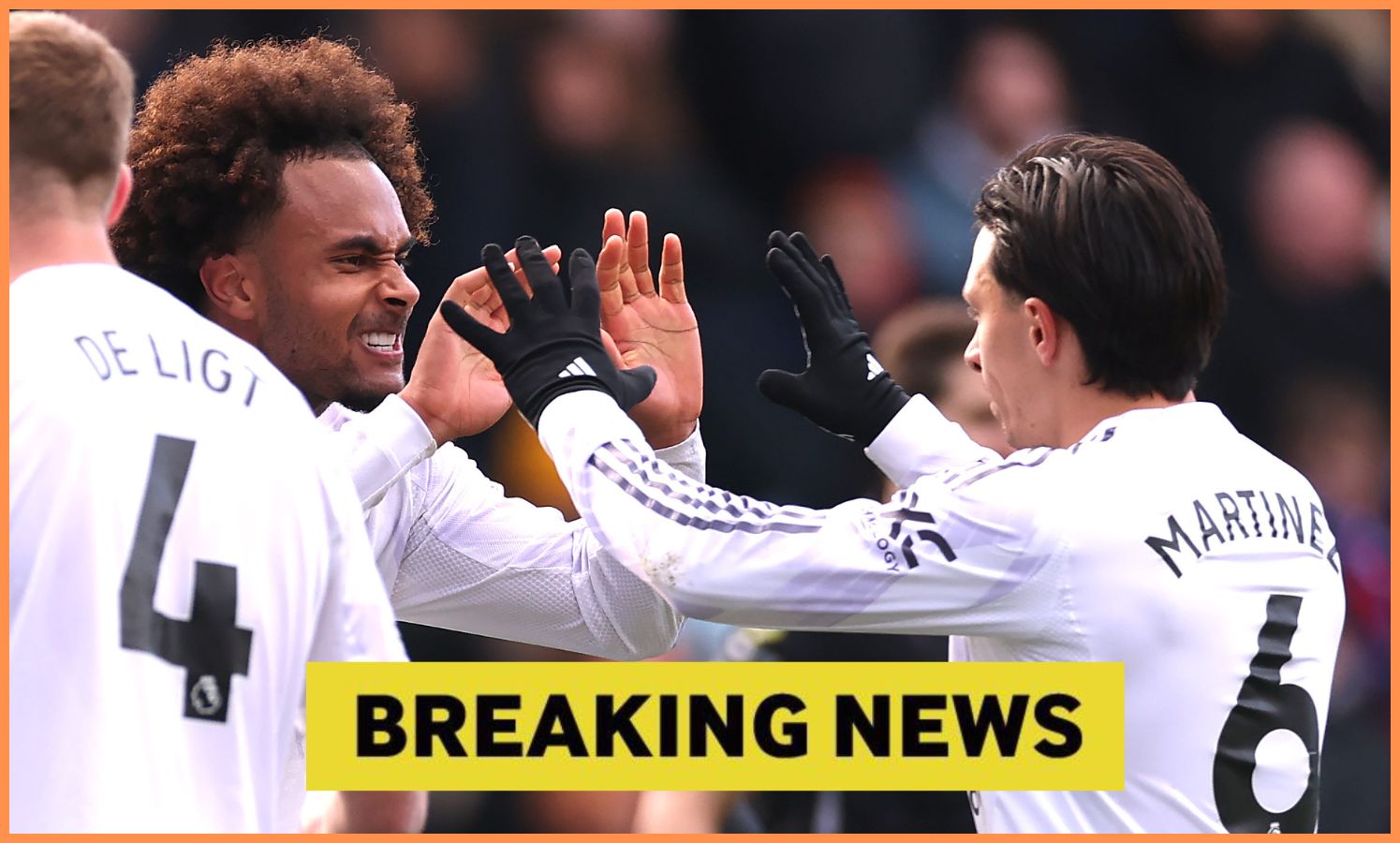 Joshua Zirkzee celebrates with Lisandro Martinez