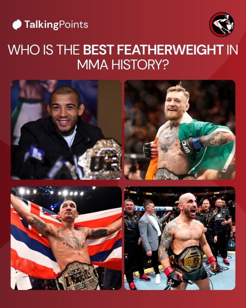 4-way split image of UFC featherweight champion