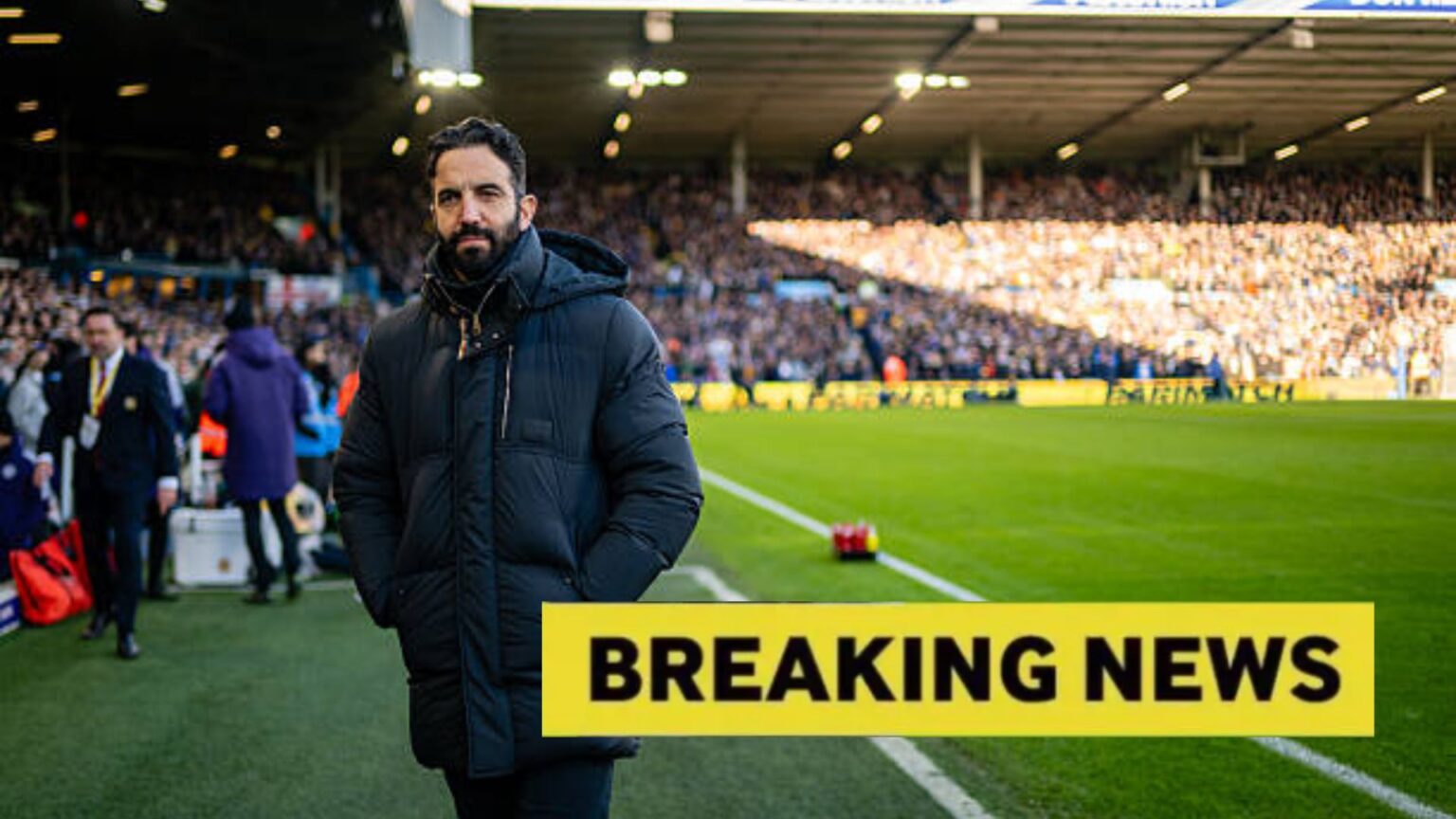 Ruben Amorim with overlay of Breaking News