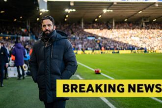 Ruben Amorim with overlay of Breaking News