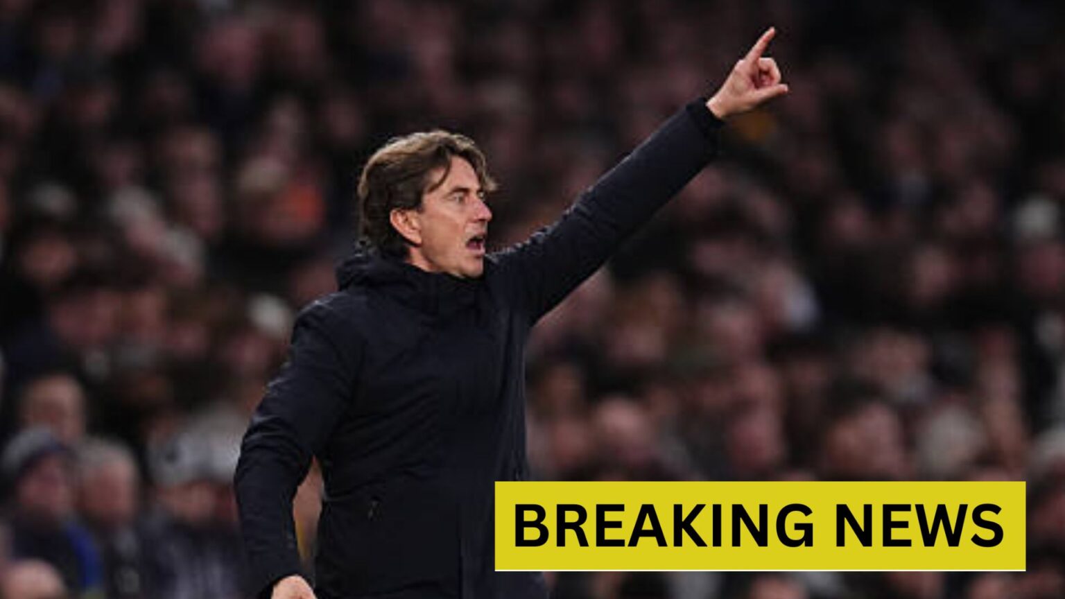 Tottenham manager Thomas Frank gestures on the touchline during the Premier League match at the Tottenham Hotspur Stadium, London.
