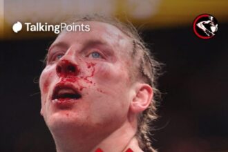 Paddy Pimblett watching his fight at UFC 324