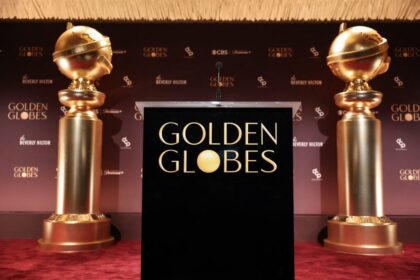 A view of the podium and stage before the 83rd Golden Globe Awards nominations announcement event on December 8, 2025 in Beverly Hills, California. The 83rd Golden Globe Awards will be held on January 11, 2026.