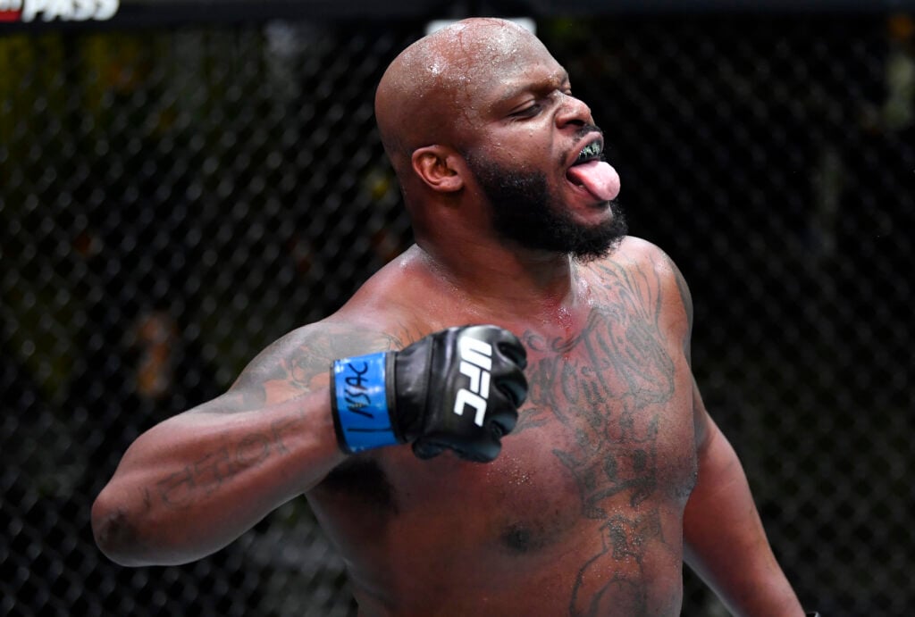 Derrick Lewis celebrates KO win over Curtis Blaydes