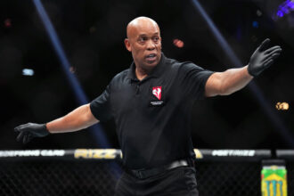 Video of UFC 324 referee being carried backstage goes viral, fans fear it's not a good thing