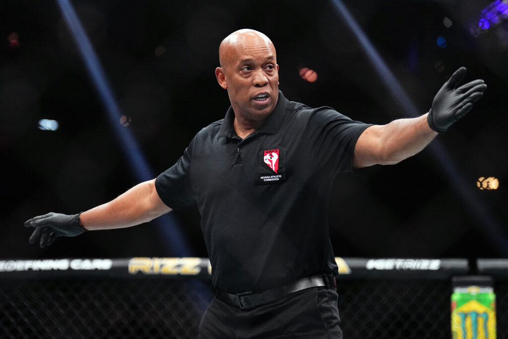 Video of UFC 324 referee being carried backstage goes viral, fans fear it's not a good thing