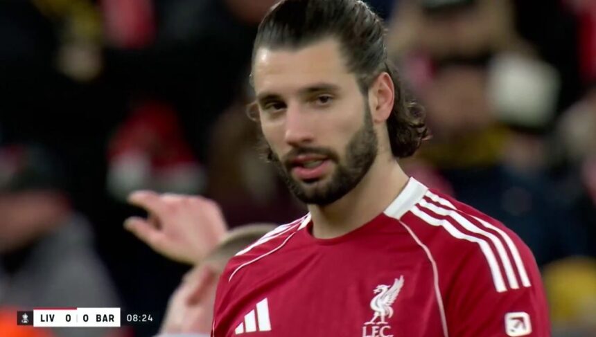 Dominik Szoboszlai after scoring the banger for Liverpool