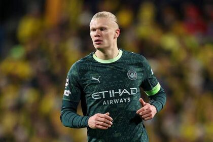 Erling Haaland of Manchester City looks on during the UEFA Champions League 2025/26 League Phase MD7 match between FK Bodo/Glimt and Manchester City