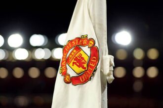 A detailed view of the corner flag inside the stadium prior to the Premier League match between Manchester United and Wolverhampton Wanderers at Old Trafford.