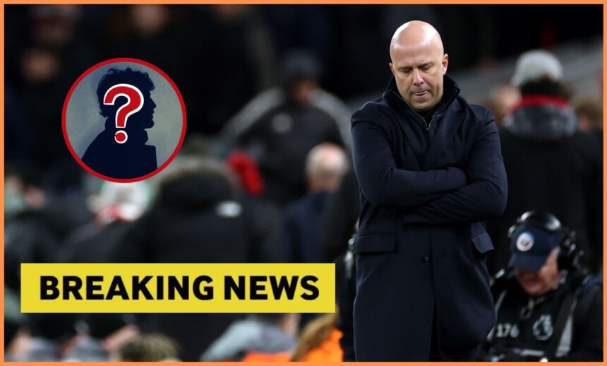 Liverpool manager Arne Slot plus breaking news banner
