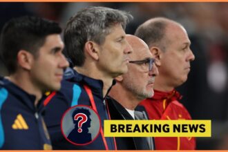 Spain manager Luis de la Fuente and his coaching staff