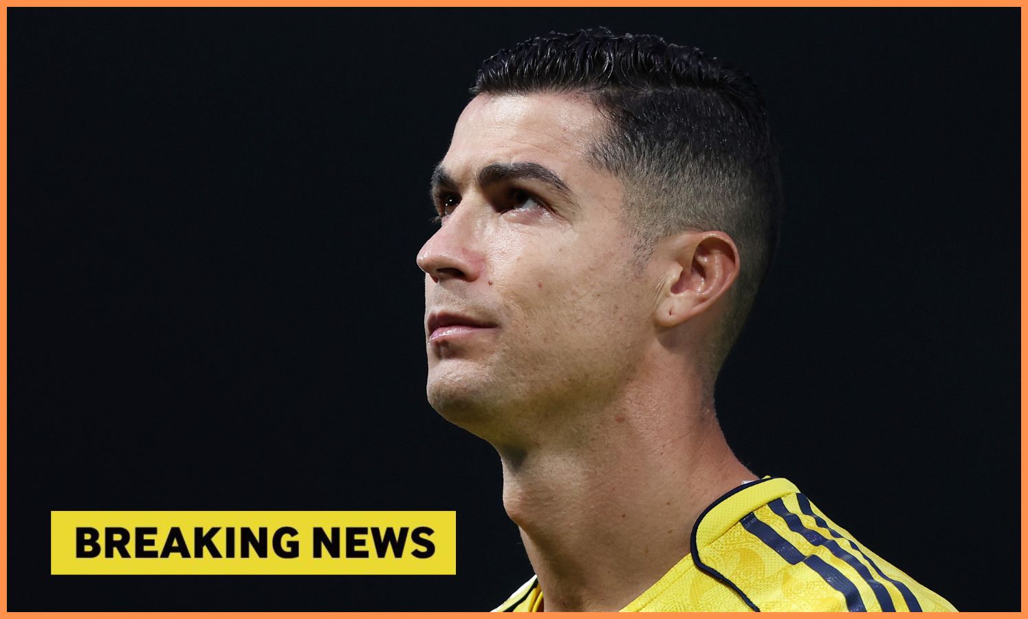 Cristiano Ronaldo, plus breaking news banner