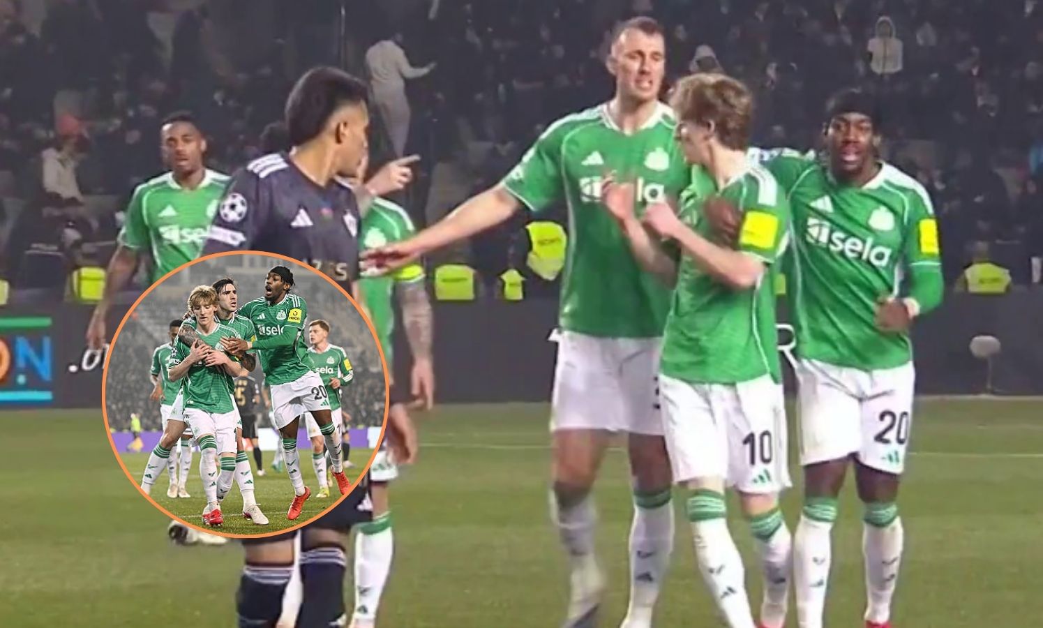 Anthony Gordon and Kieran Trippier in argument