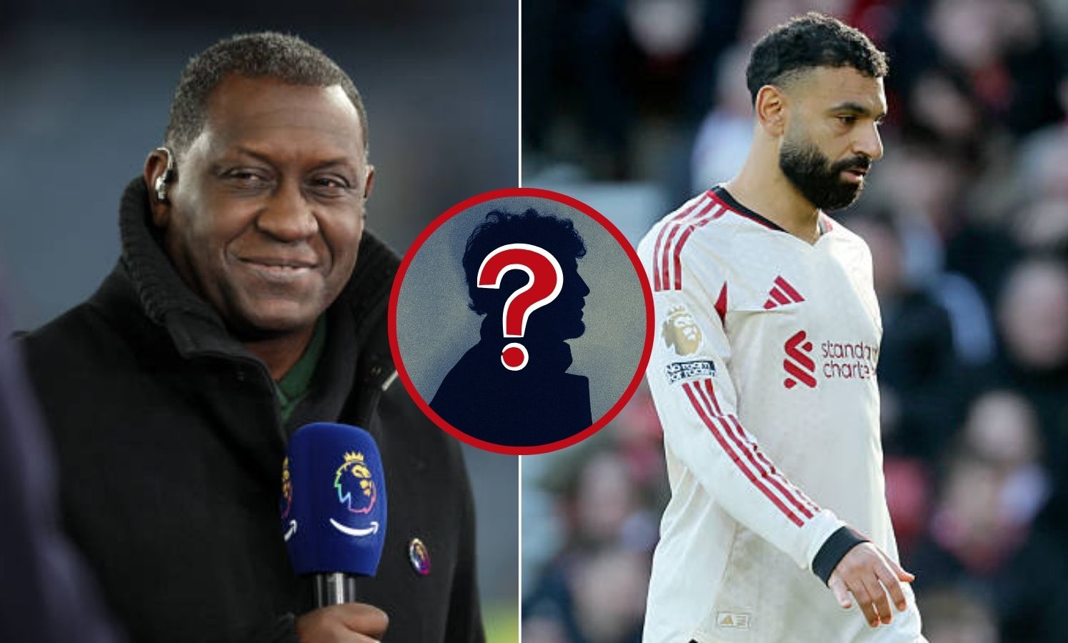 Split image of Emile Heskey and Mohamed Salah with overlay of mystery player
