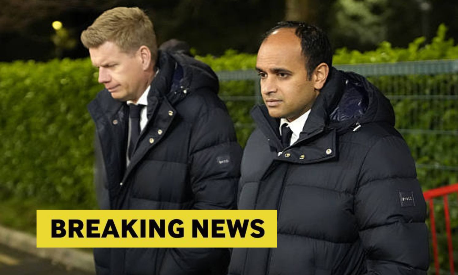 Tottenham Hotspur Sporting Director Johan Lange (left) and Chief Executive Vinai Venkatesham arriving the Premier League match at the Vitality Stadium, Bournemouth