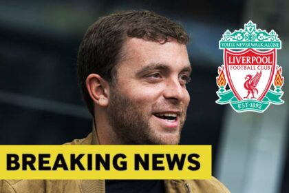 Fabrizio Romano with overlay of Liverpool badge and Breaking News