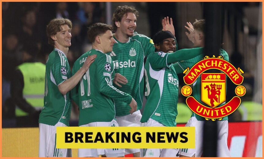 Anthony Gordon celebrates with his Newcastle teammates