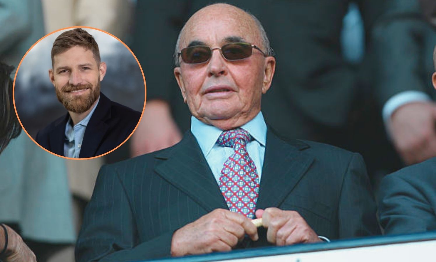 Tottenham owner Joe Lewis with overlay of Nick Beucher