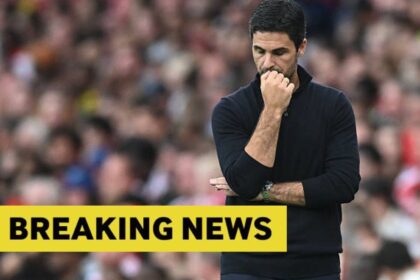 Mikel Arteta looking dejected