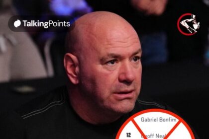 Dana White sits cageside while watching a Contender Series fight