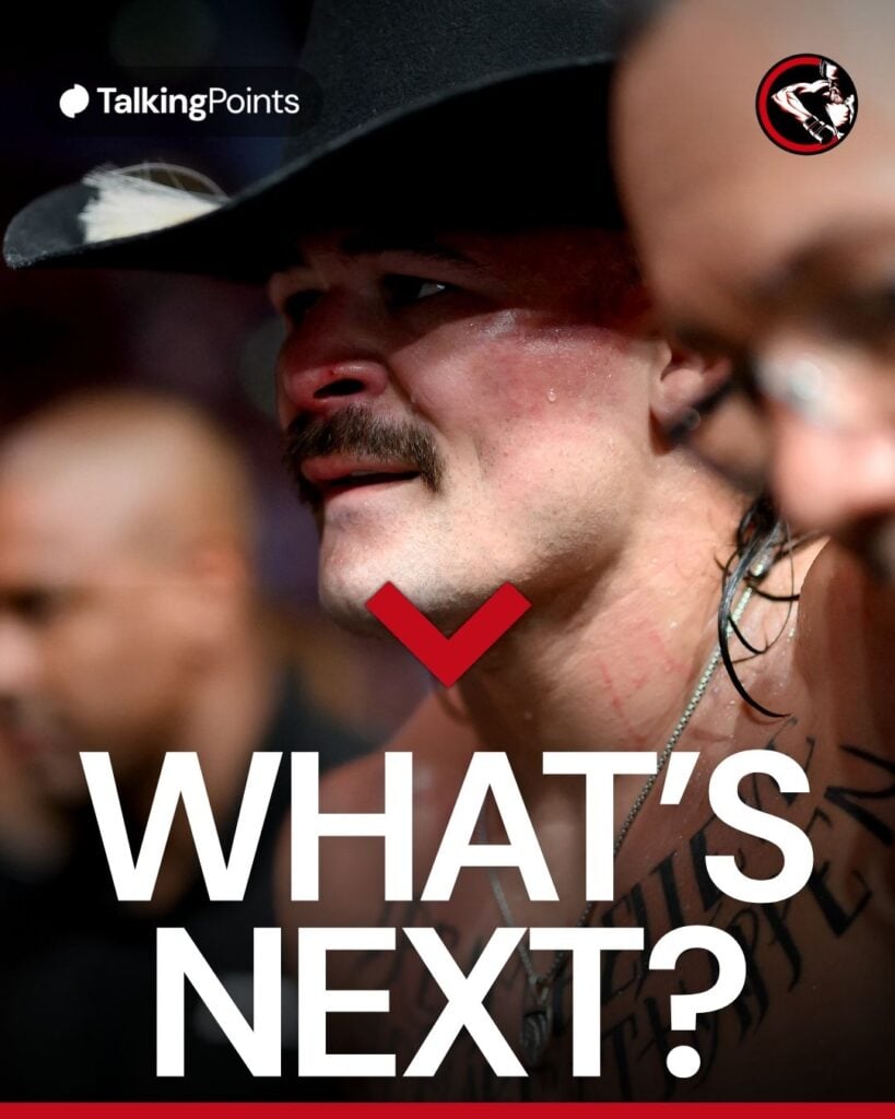 Diego Lopez leaves the Octagon after losing to Alexander Volkanovski at UFC 325