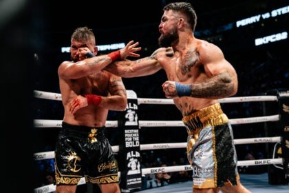 Mike Perry hits Jeremy Stevens at BKFC 82