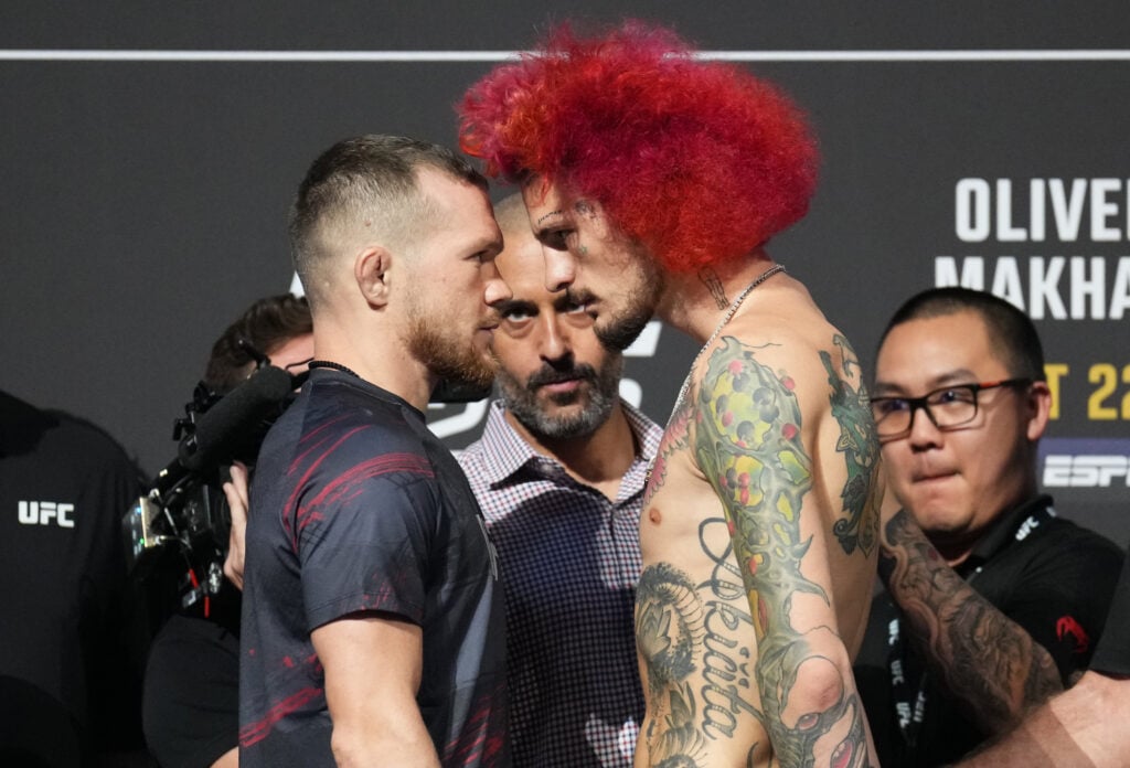 Petr Yan and Sean O'Malley face off before their fight at UFC 280 in 2022