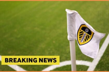 Leeds United corner flag with overlay of Breaking News