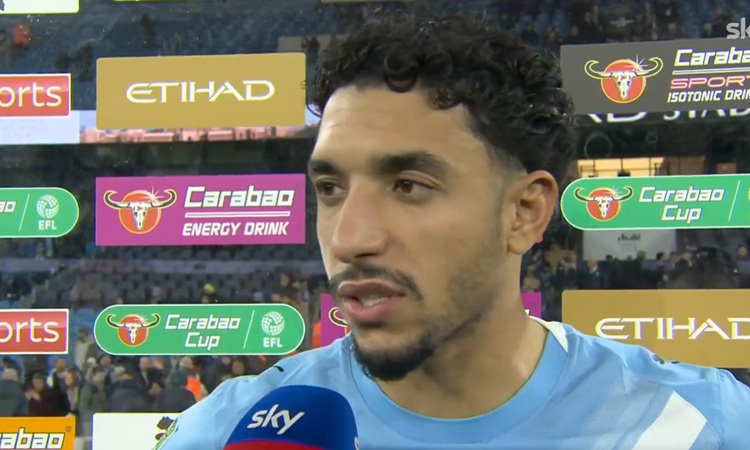 Manchester City forward Omar Marmouche celebrates the impact of the Carabao Cup (video)