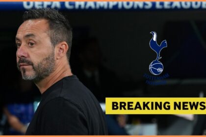 Roberto De Zerbi looks on