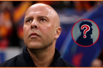 Arne Slot looks on during Galatasaray vs Liverpool