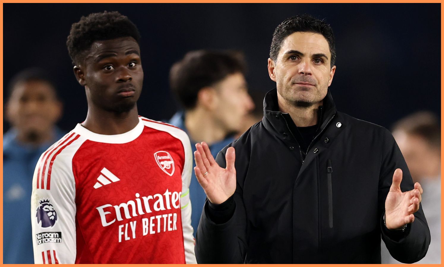 Bukayo Saka and Mikel Arteta