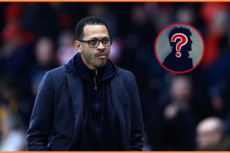 Chelsea manager Liam Rosenior looks on