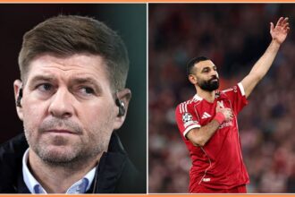 Split image of Steven Gerrard and Mohamed Salah