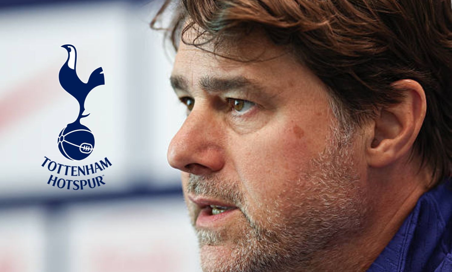 Mauricio Pochettino with Tottenham logo